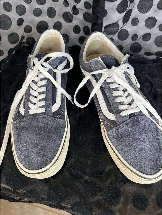 VANS Old Skool Dark Navy  Blue/Blue/White Suede Canvas Skate Shoes Men's Size 12 - Picture 2 of 15